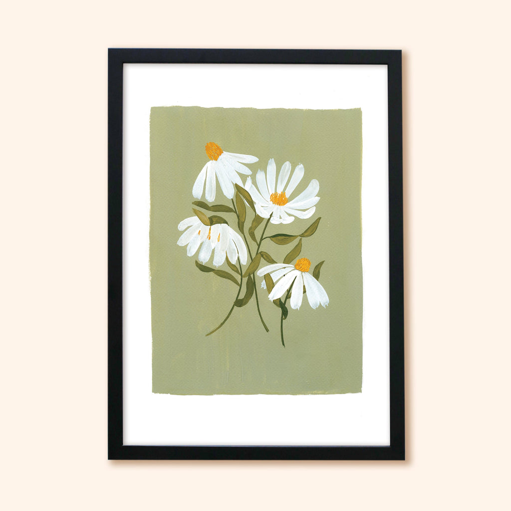 Green Floral Botanical Art Print - Coneflower