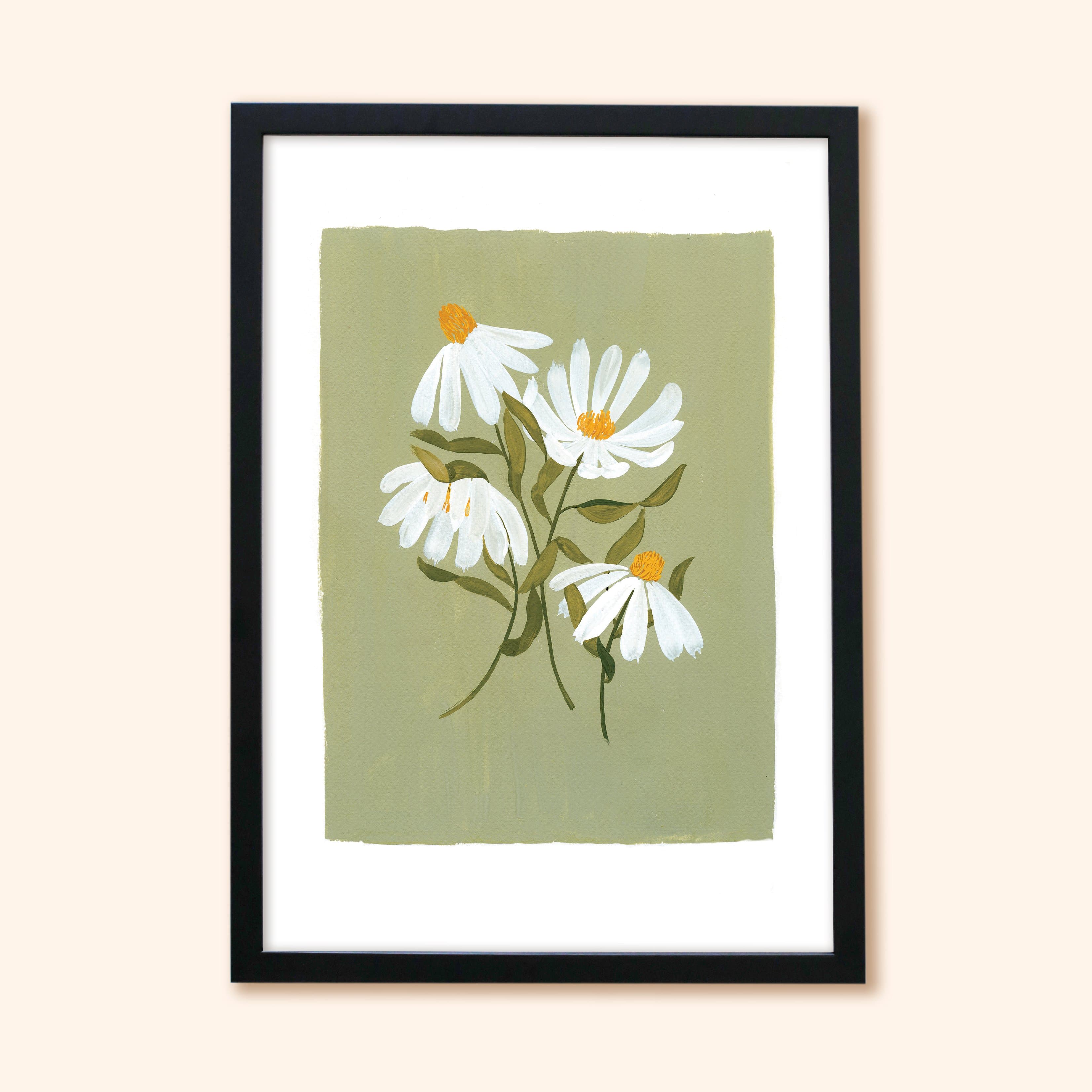 Green Floral Botanical Art Print - Coneflower