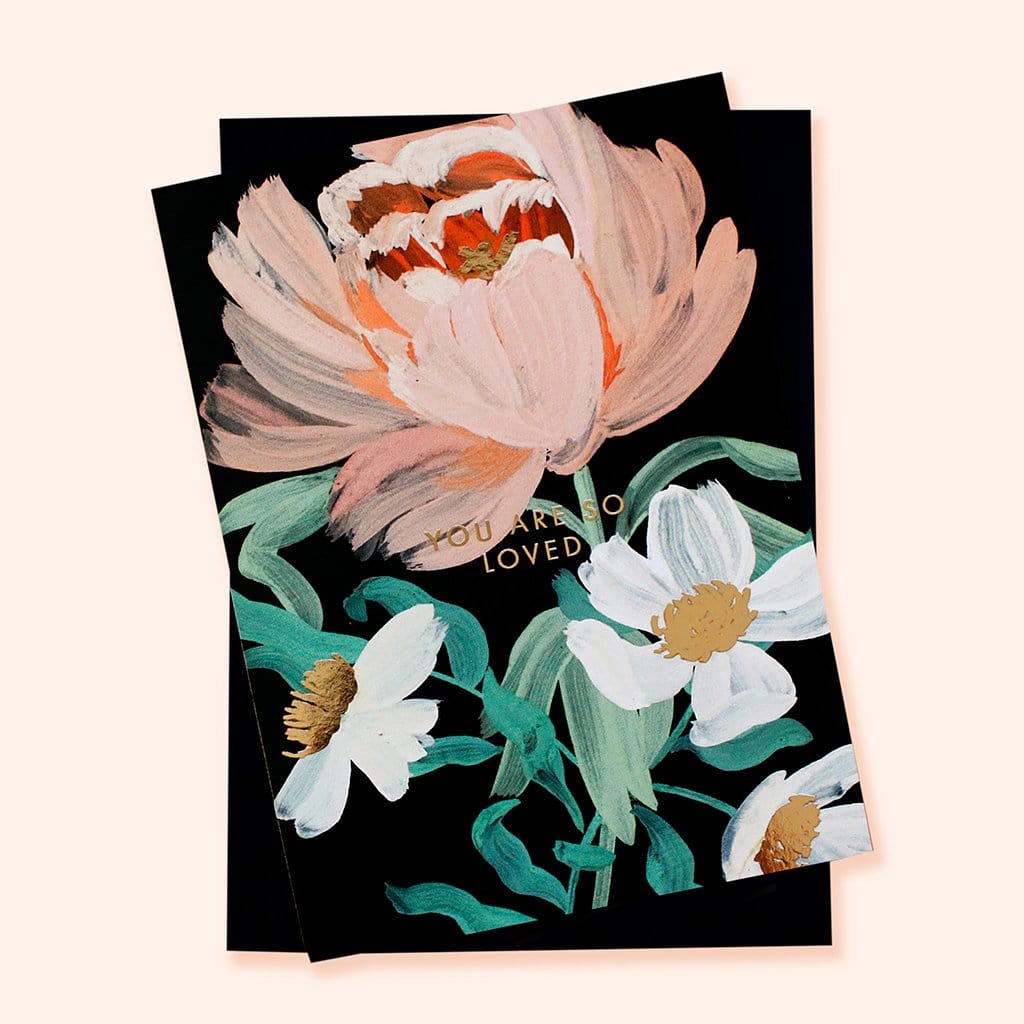 Black Floral Love Card - “You are So Loved”