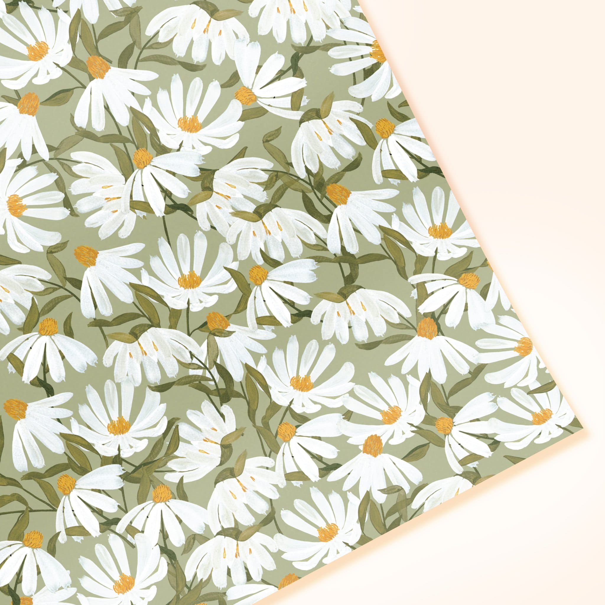 Green Floral Wrapping Paper Sheet