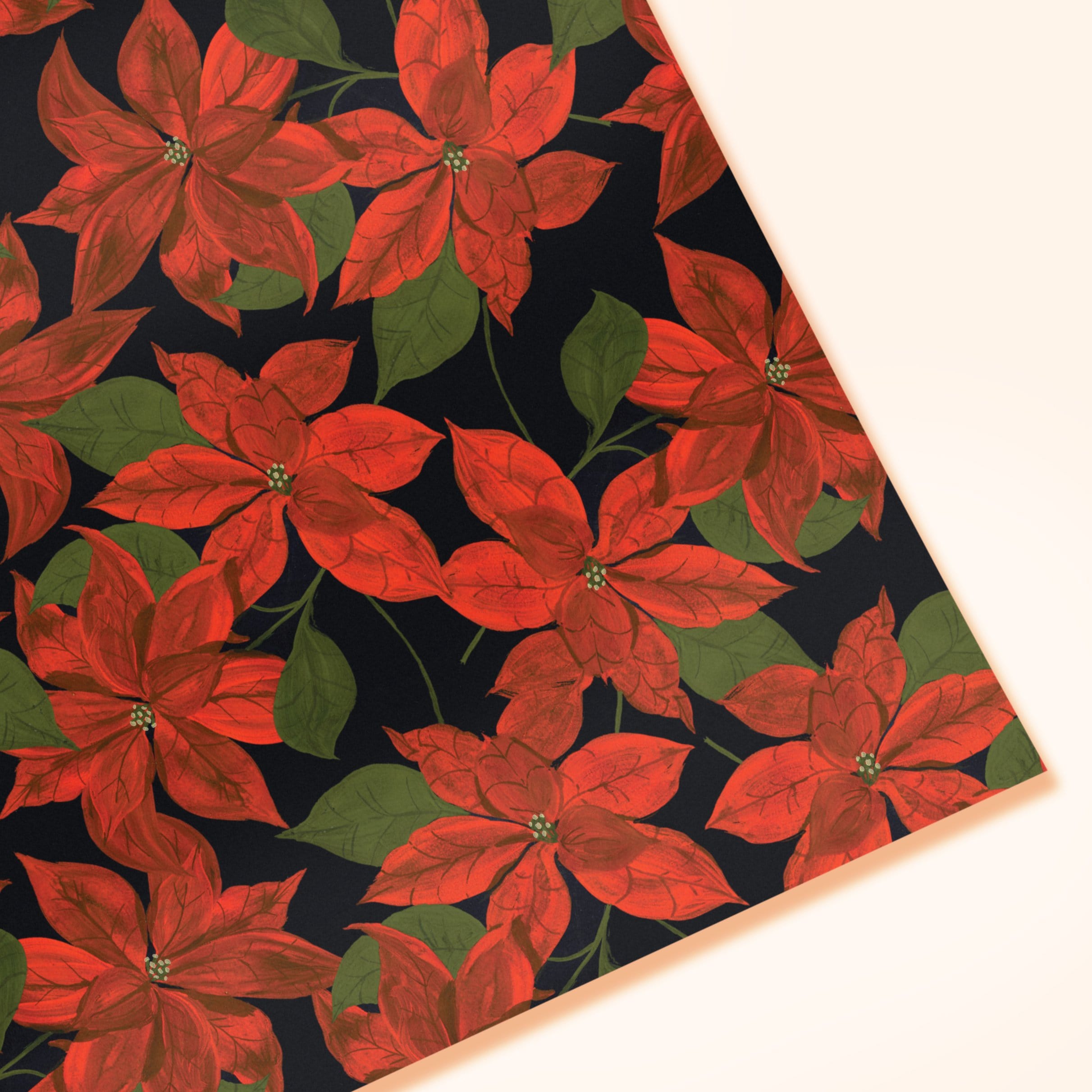 Poinsettia Christmas Wrapping Paper Sheet