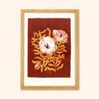 Brown Floral Botanical Art Print - Rosa