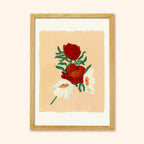 Beige Floral Botanical Art Print - Cosmos