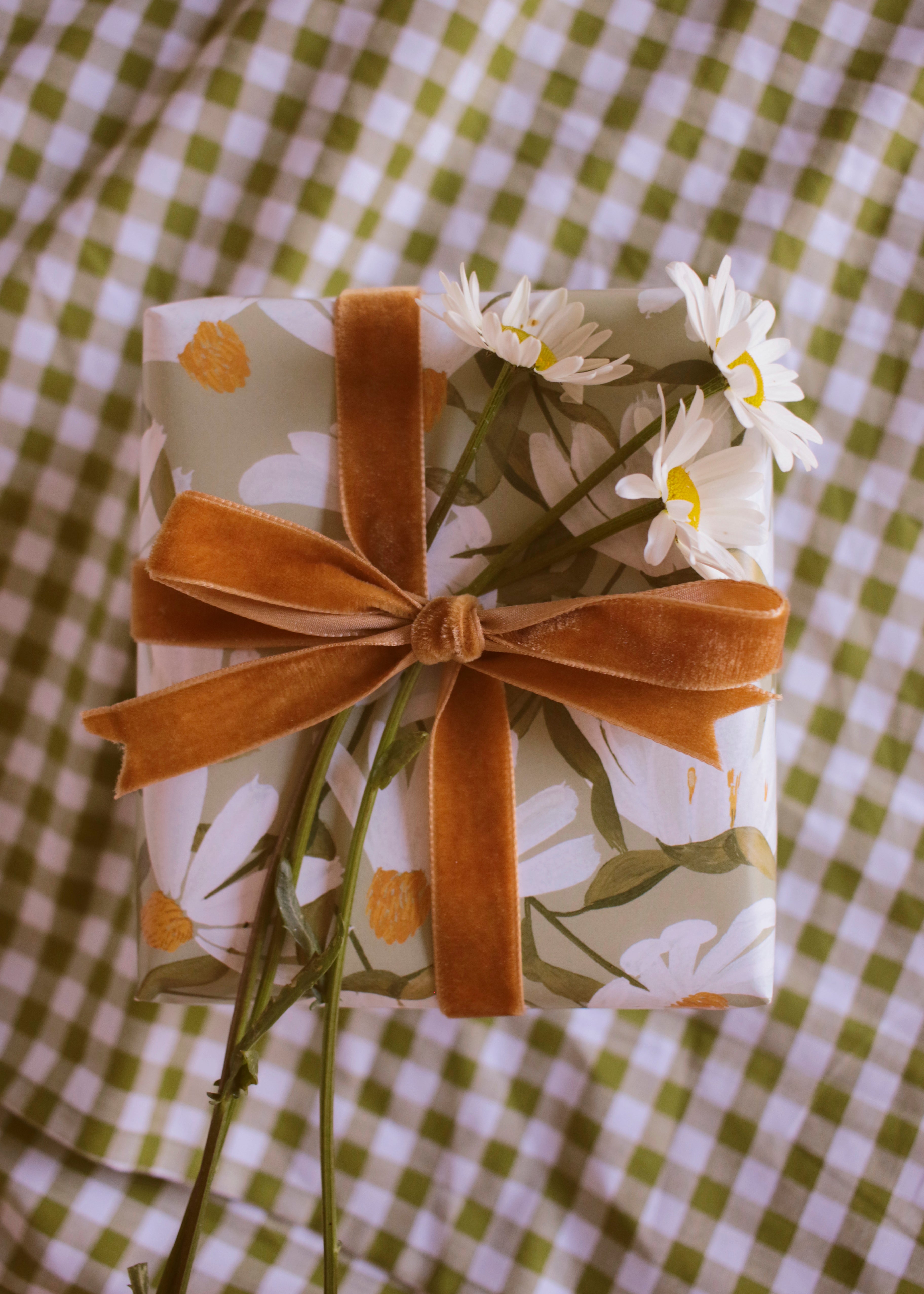 Green Floral Wrapping Paper Sheet