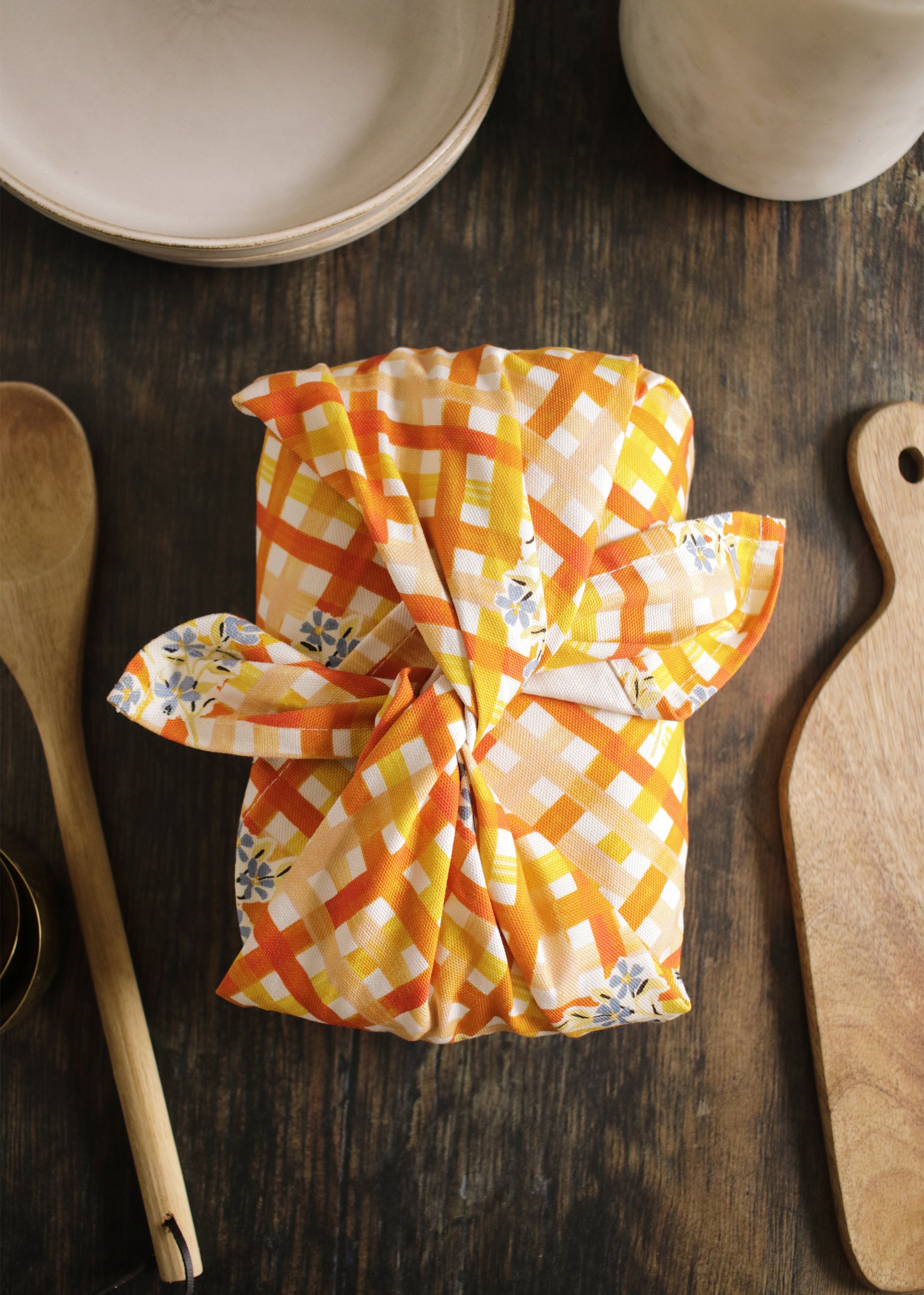 Gingham Flower Tea Towel