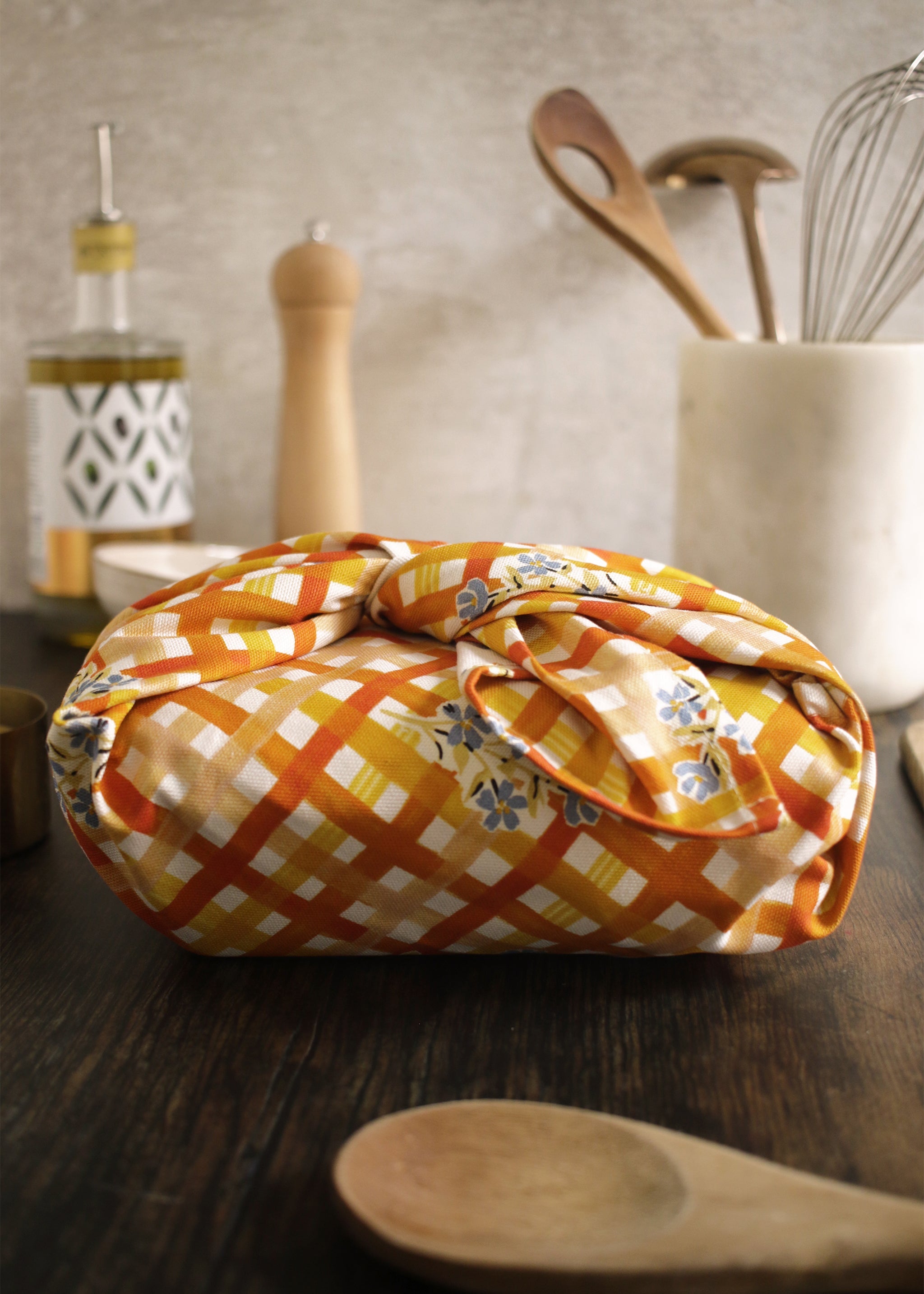 Gingham Flower Tea Towel