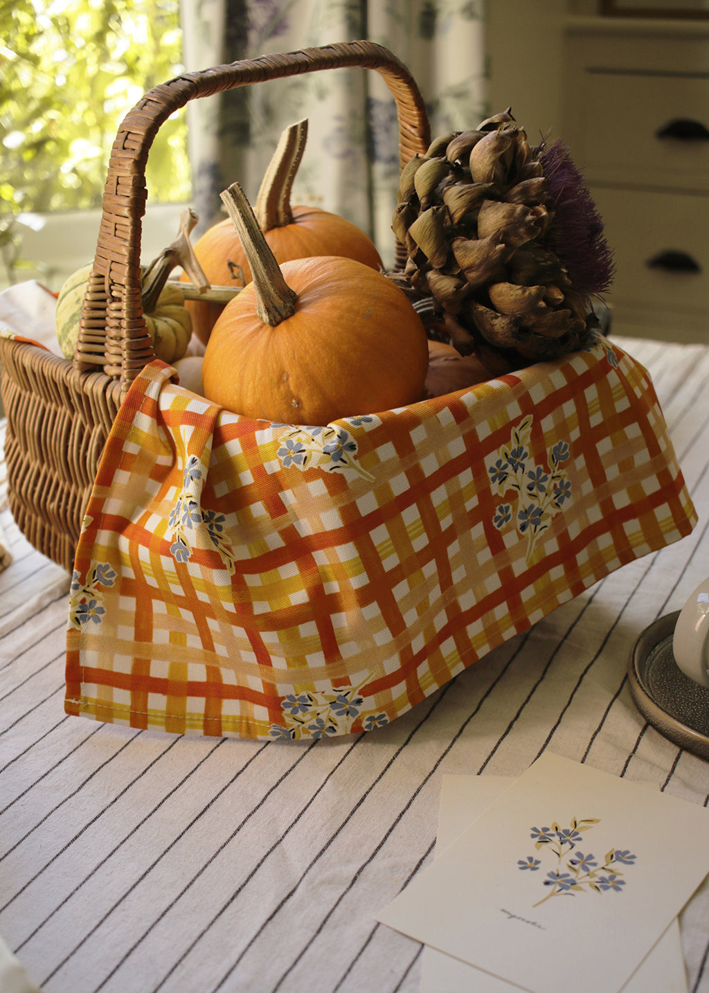 Gingham Flower Tea Towel