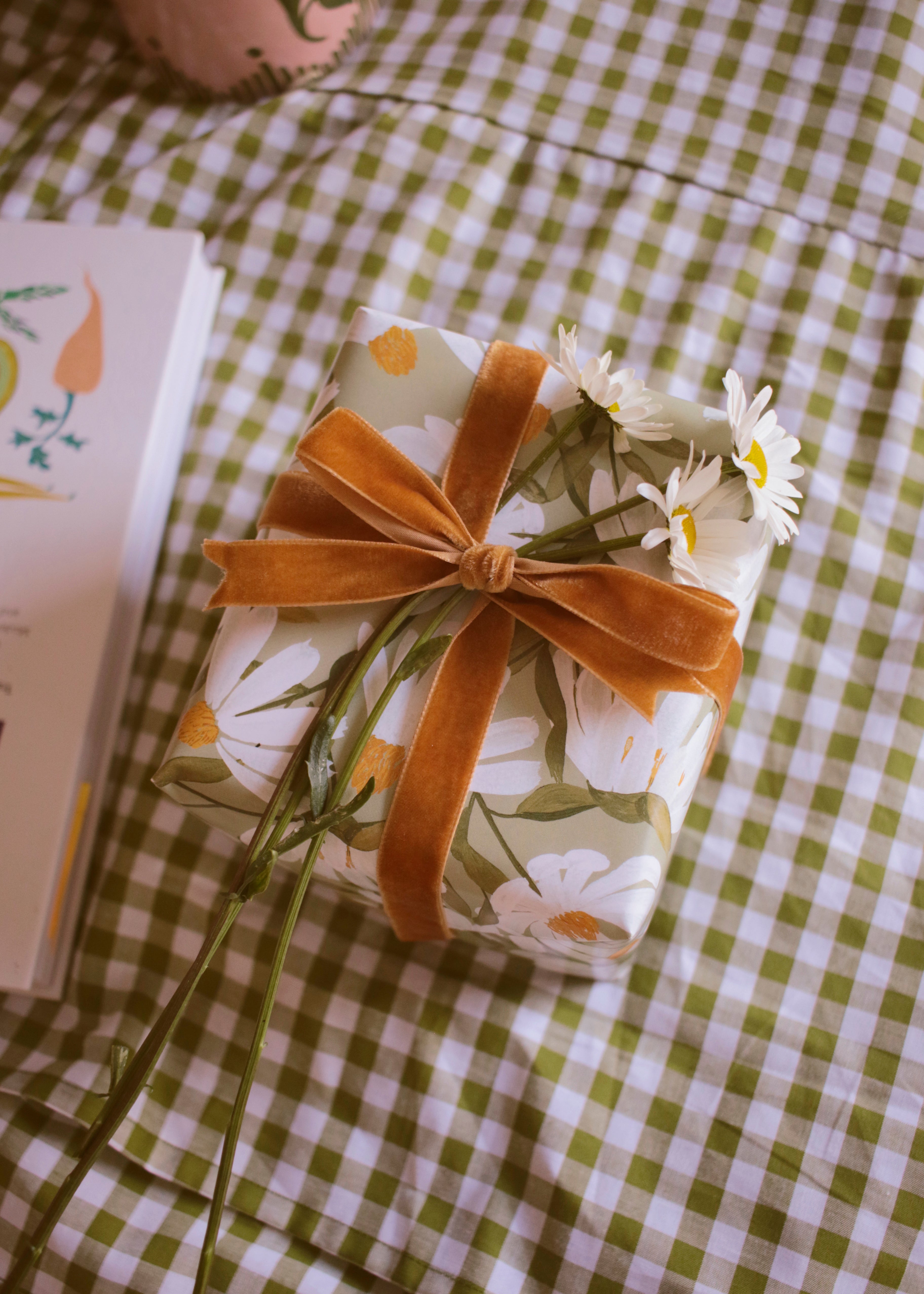 Green Floral Wrapping Paper Sheet