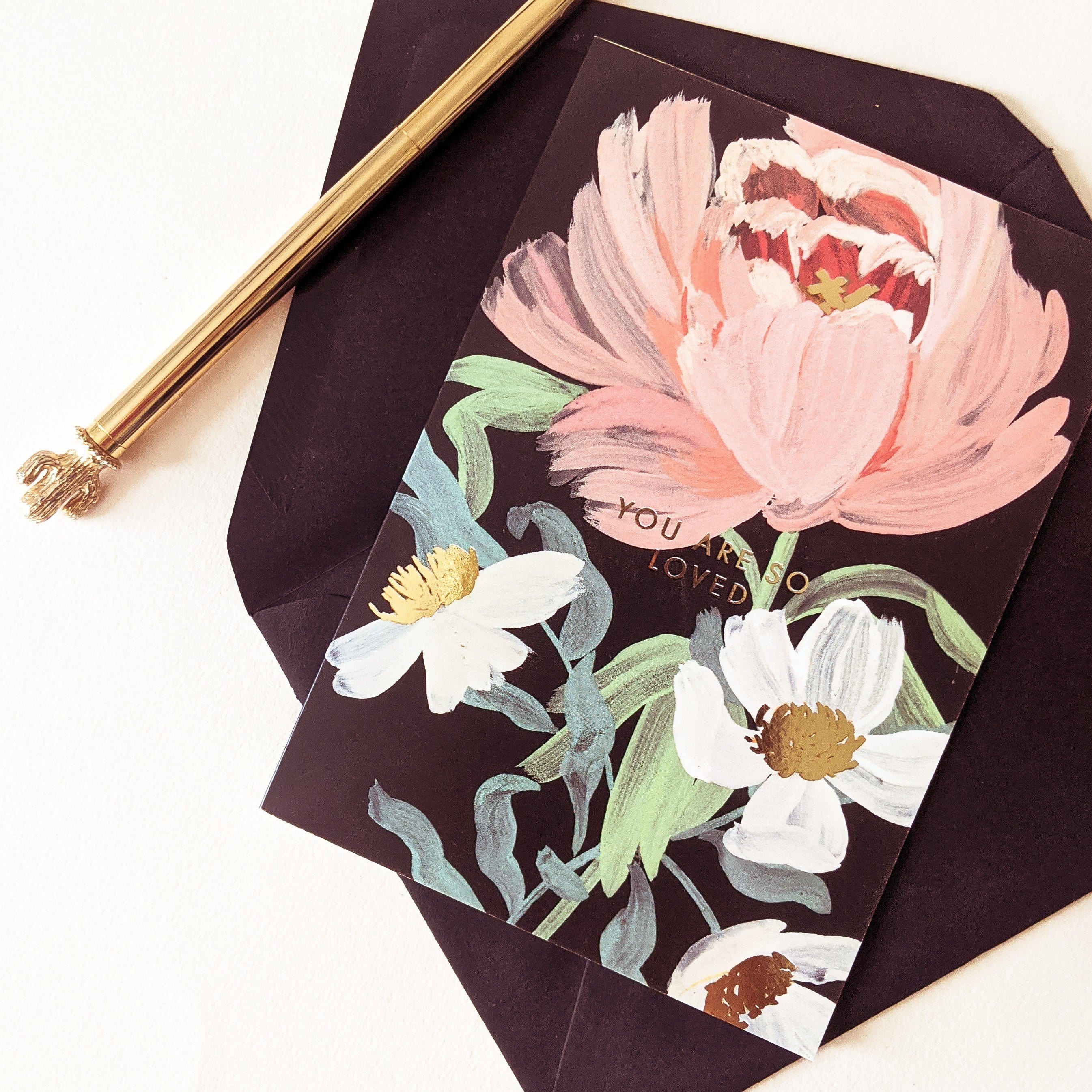 Black Floral Love Card - “You are So Loved”