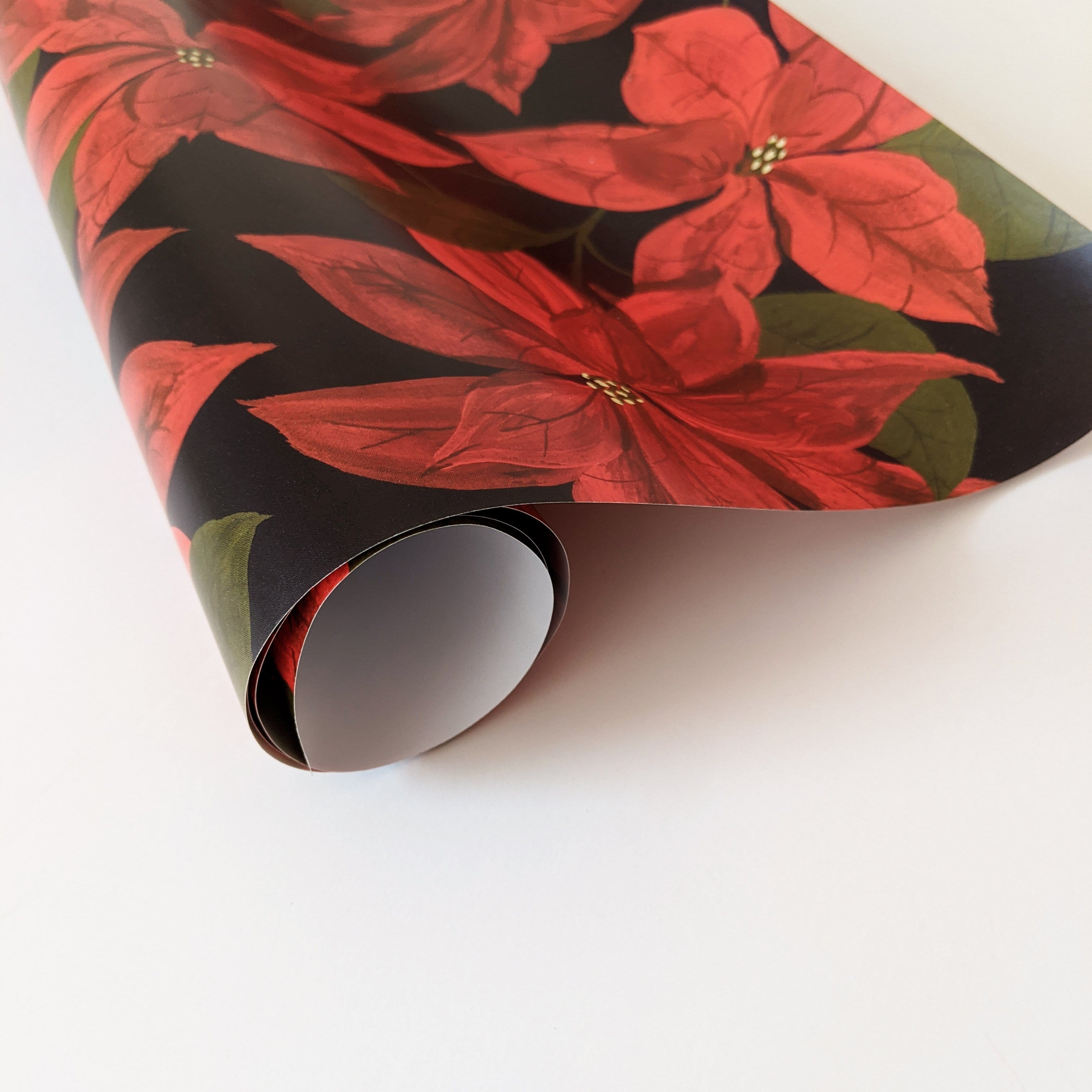 Poinsettia Christmas Wrapping Paper Sheet