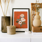 Red Floral Botanical Art Print - Anemone