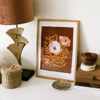 Brown Floral Botanical Art Print - Rosa