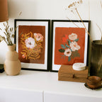 Brown Floral Botanical Art Print - Rosa