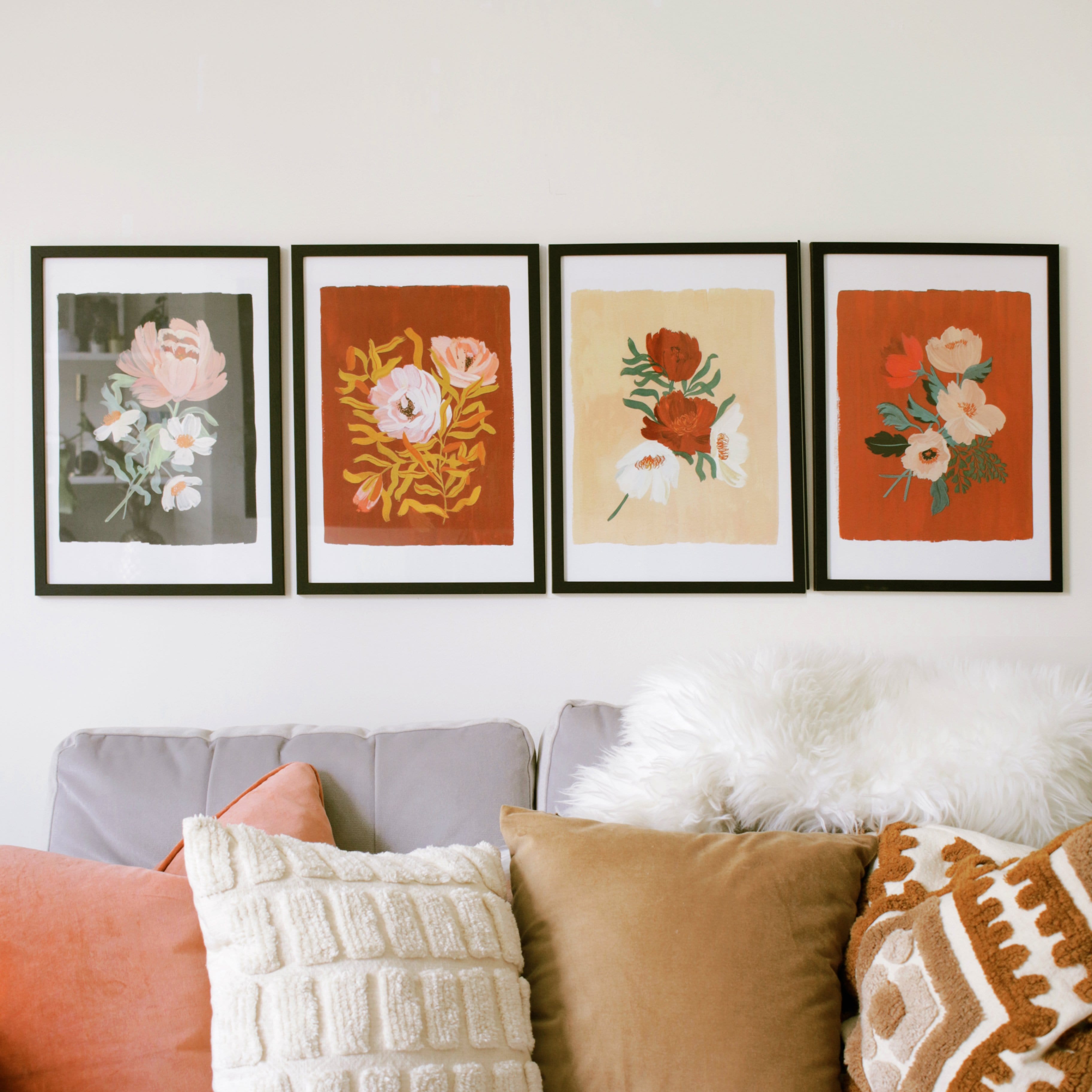 Brown Floral Botanical Art Print - Rosa