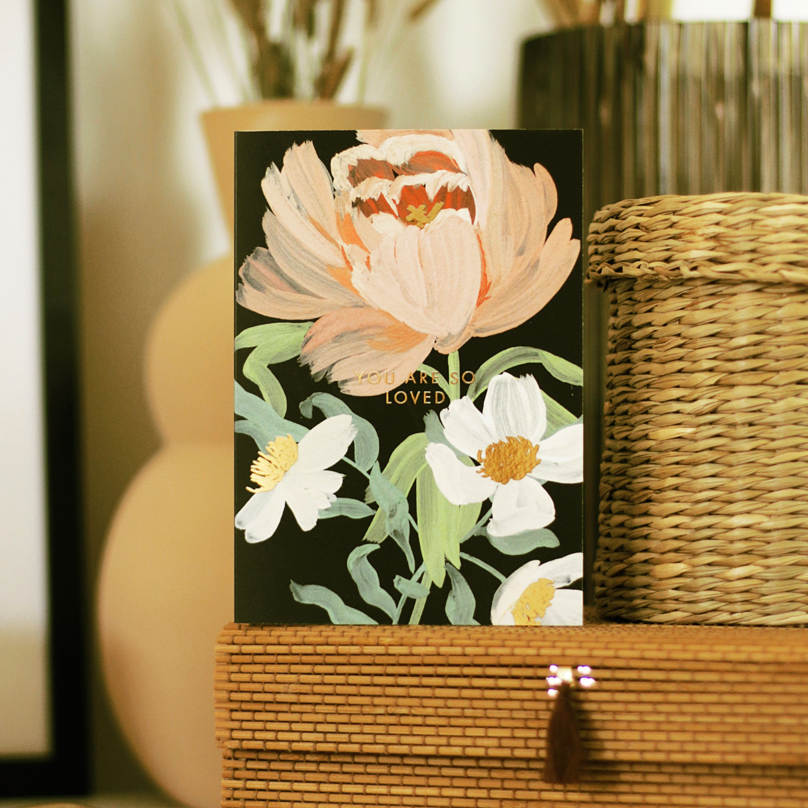 Black Floral Love Card - “You are So Loved”