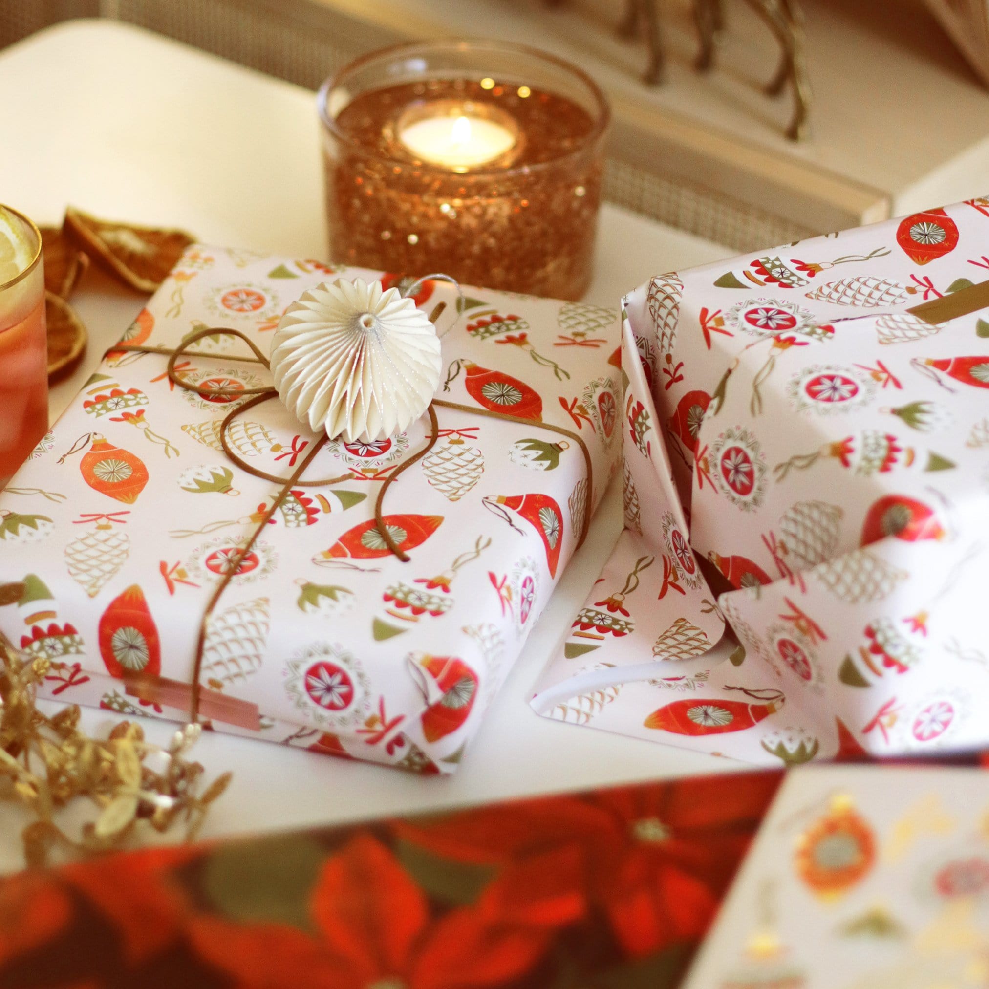 Christmas Baubles Wrapping Paper Sheet