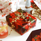 Poinsettia Christmas Wrapping Paper Sheet