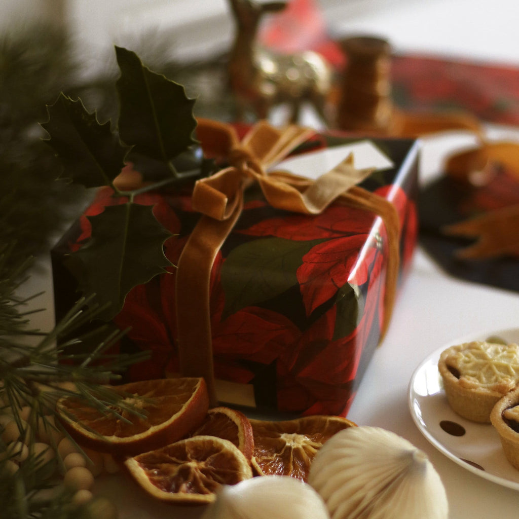 Poinsettia Christmas Wrapping Paper Sheet