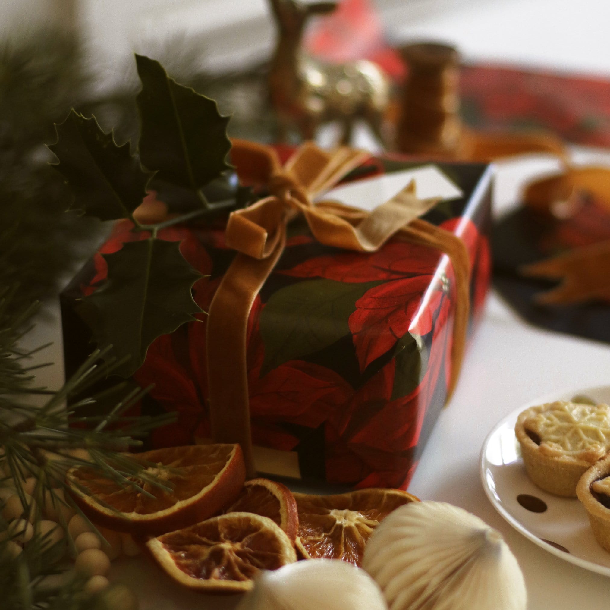 Poinsettia Christmas Wrapping Paper Sheet