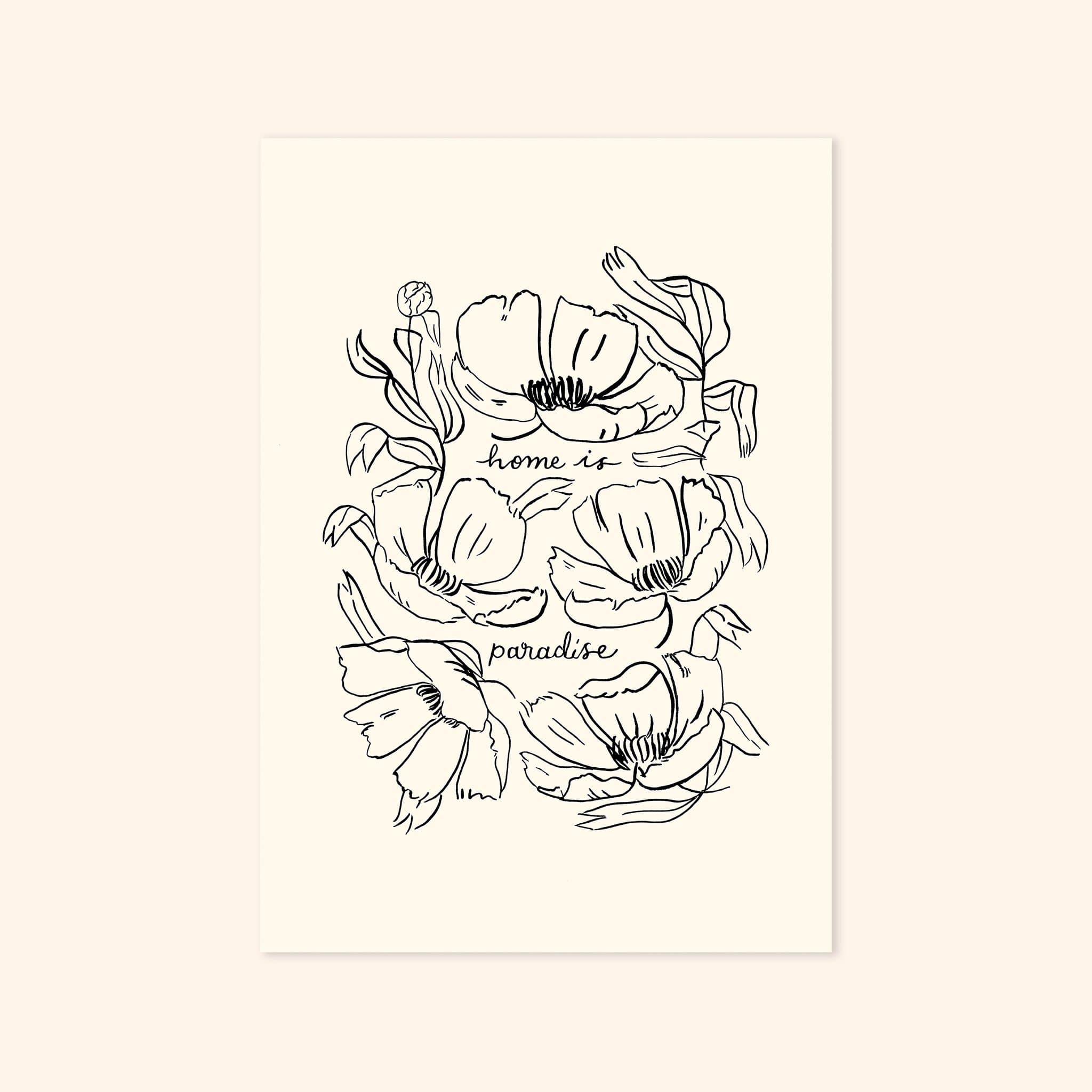 New Home Flower Print - Home is Paradise