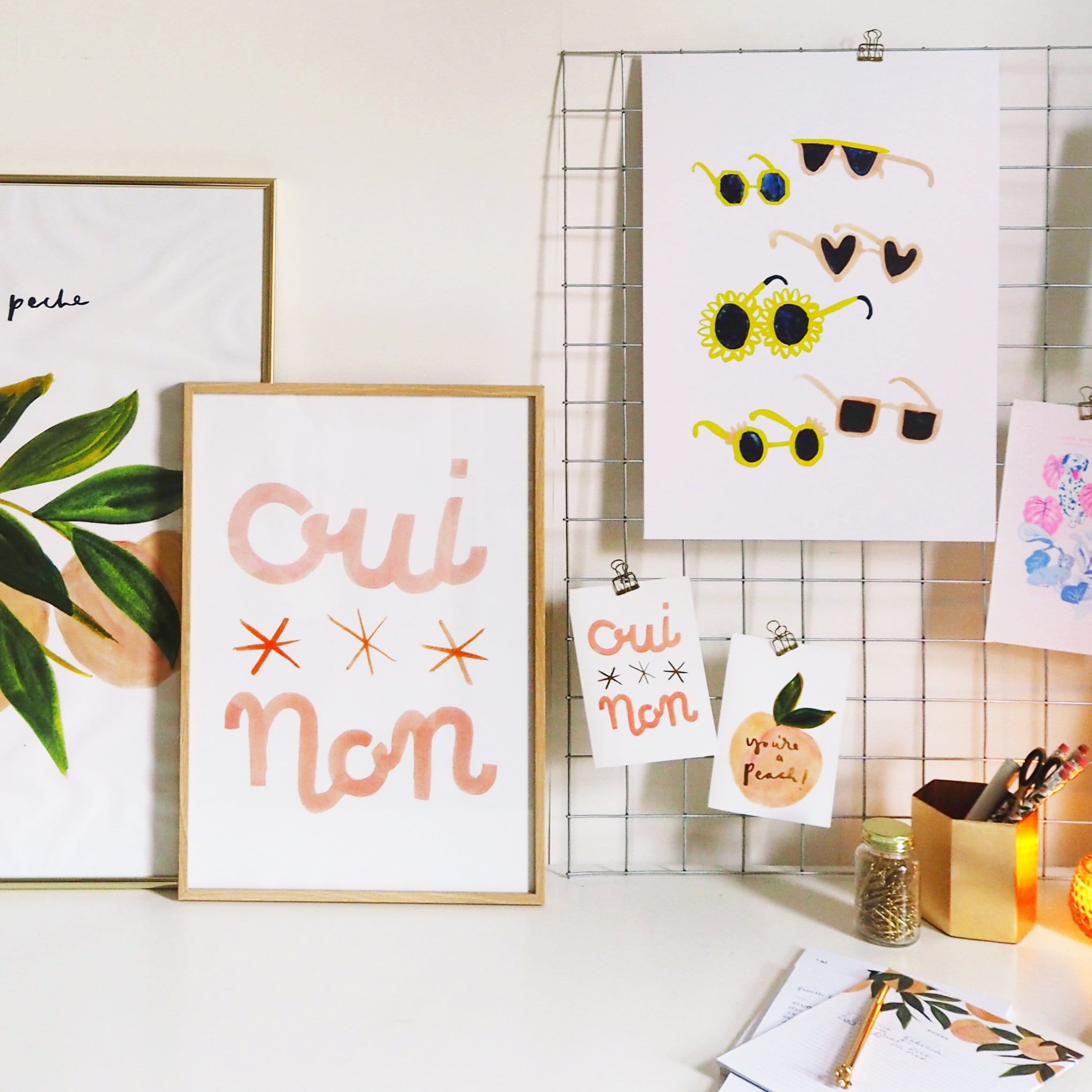 Oui Non French Typographic Print