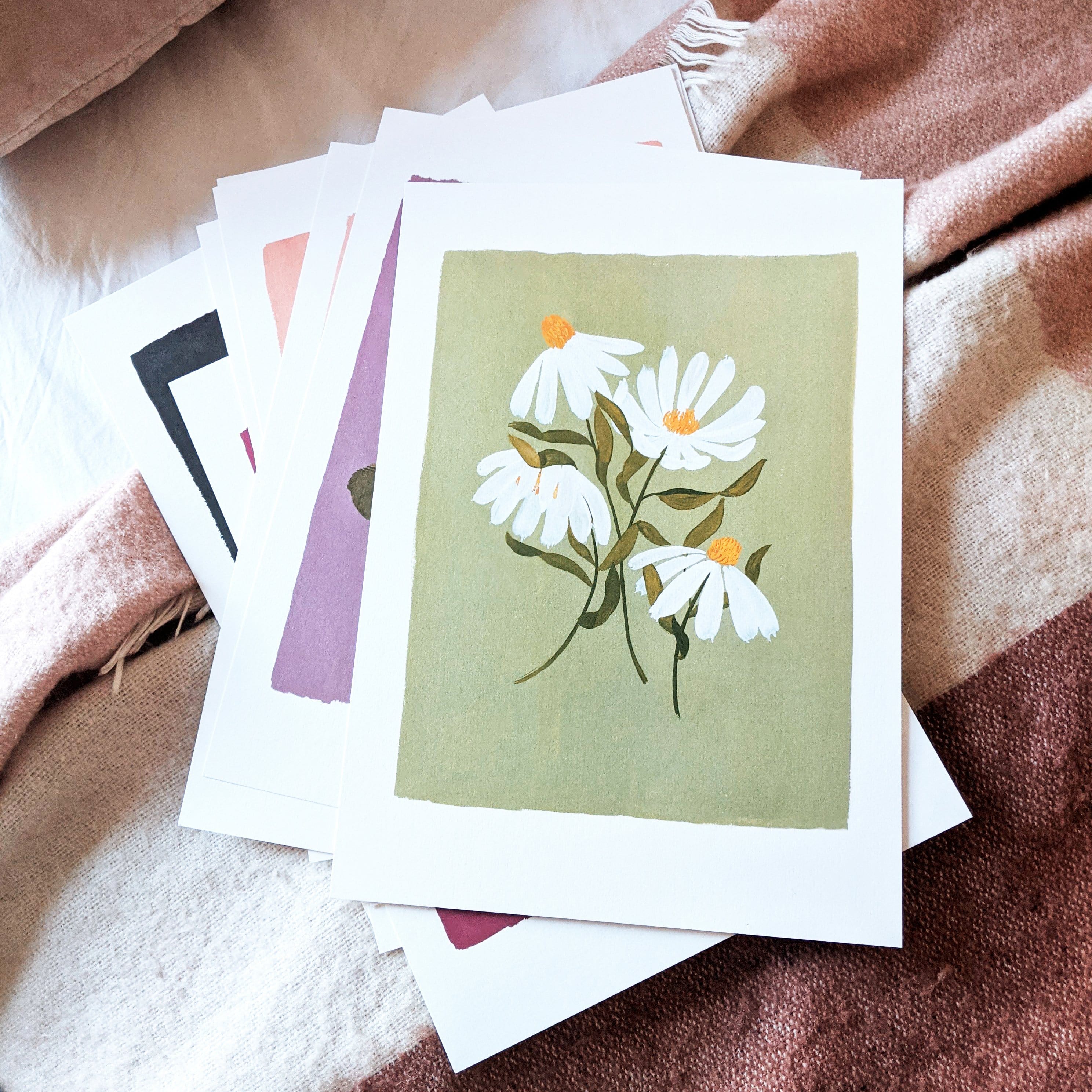 Green Floral Botanical Art Print - Coneflower