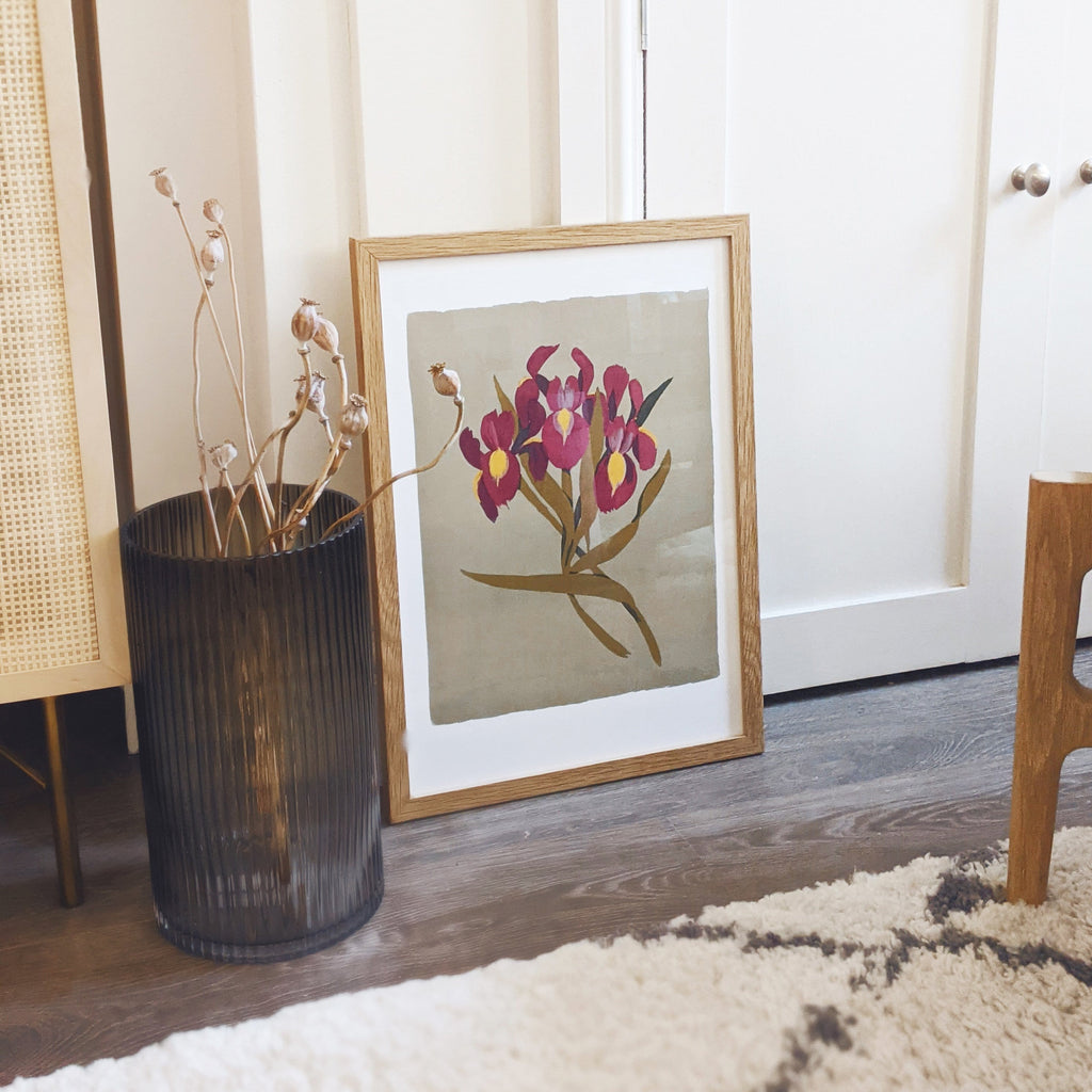 Green Iris Floral Botanical Art Print