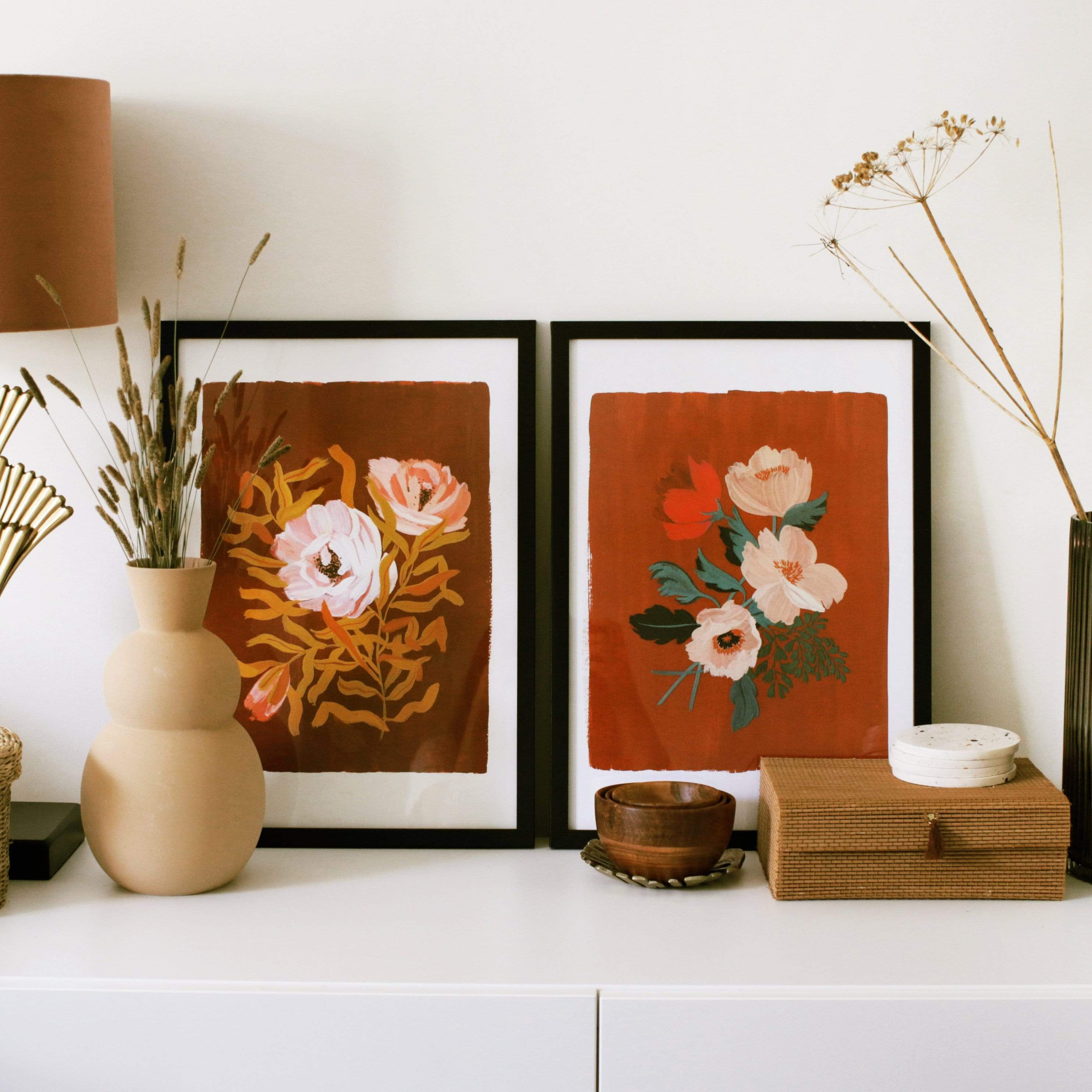 Red Floral Botanical Art Print - Anemone