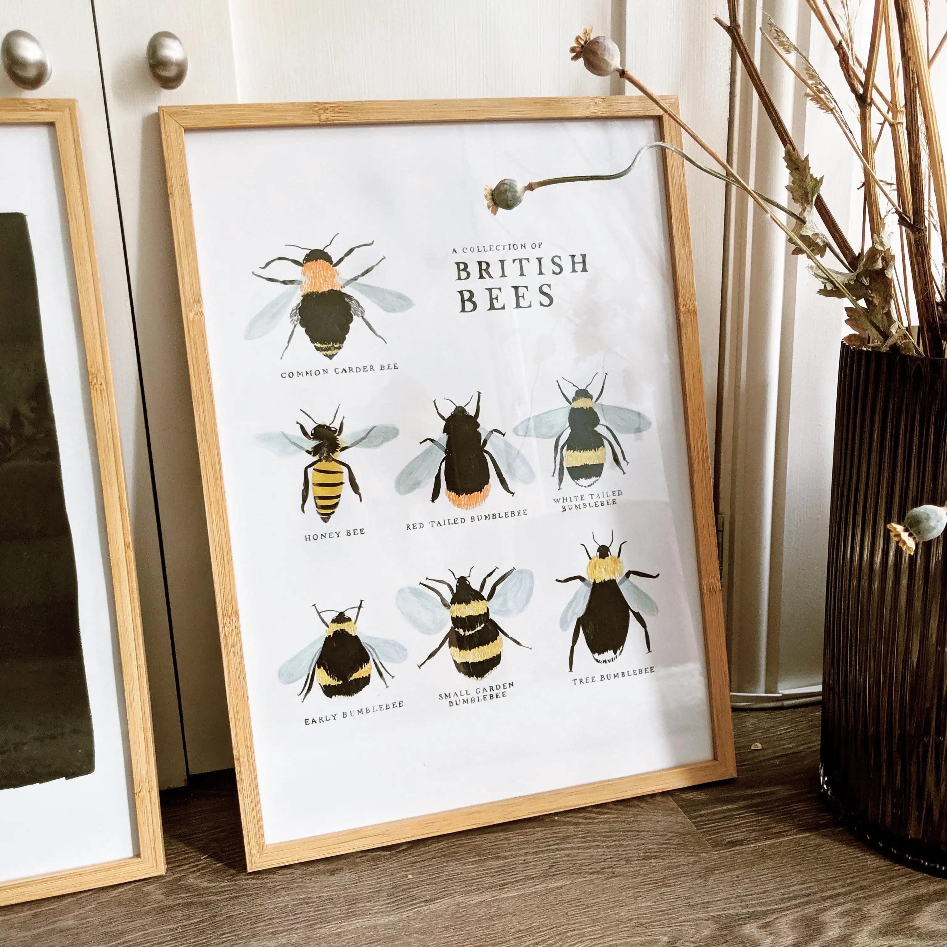 Bee Art Print - A Collection of British Bees