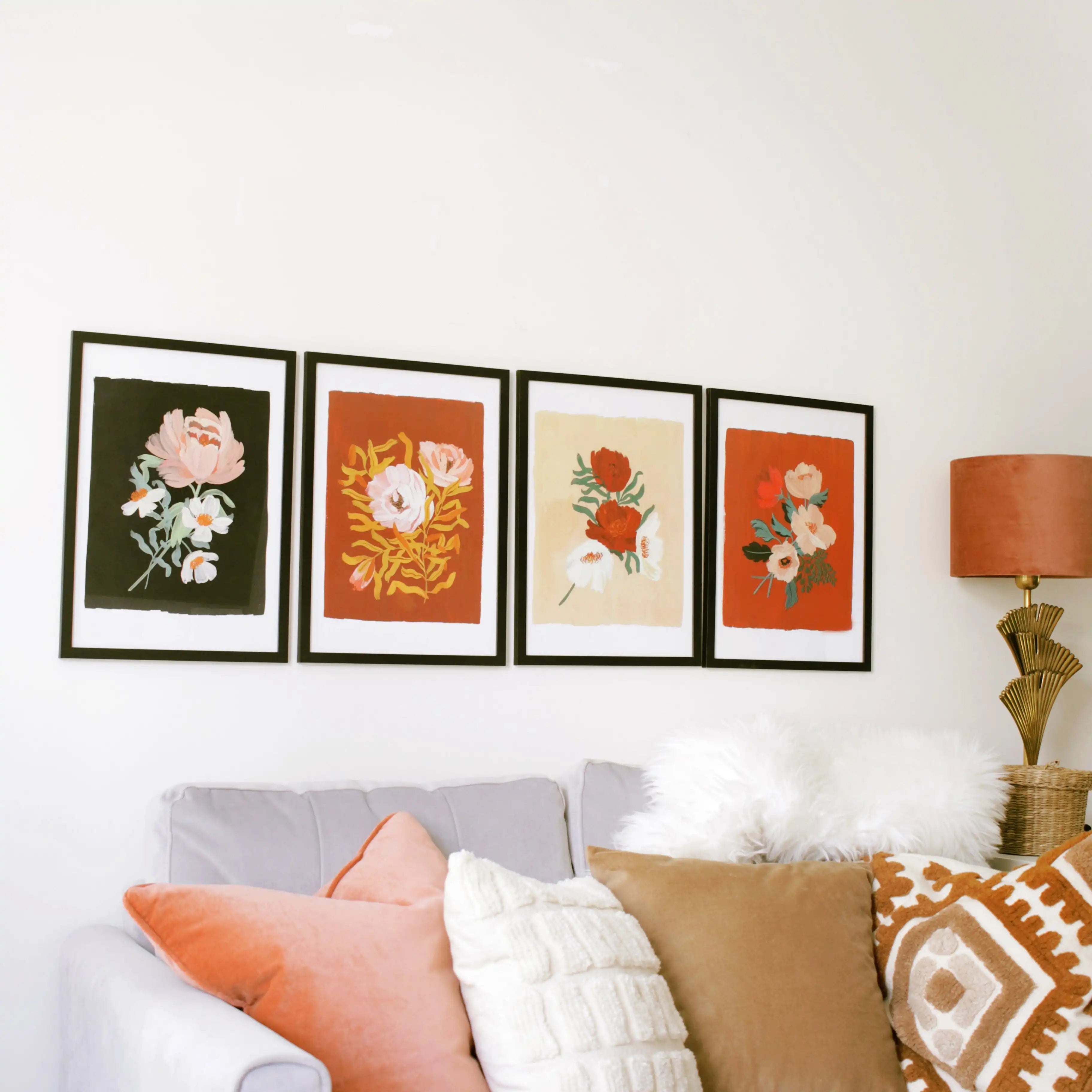 Flower Wall Art Print - Peony, Black (A3 / A4)